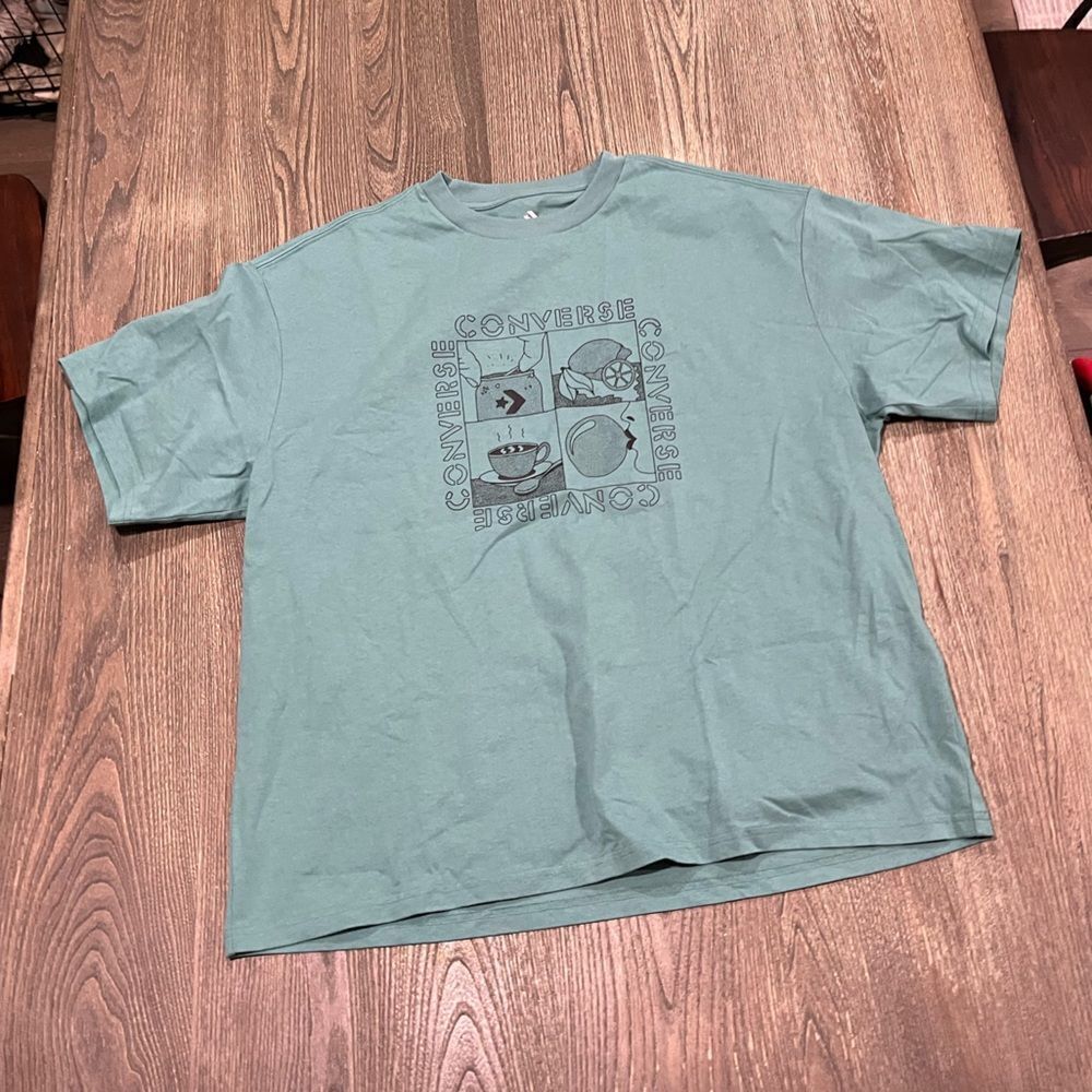 NWT Converse Mens Converse Sensory Graphic T-Shirt Crewneck Cotton Green Size M